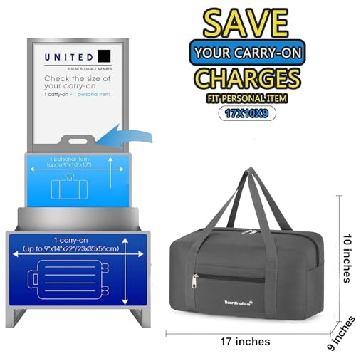 United Airline Personal Item Travel Under seat 17 x 10 x 9 Perfect Fit For Most Airlines (Black)3