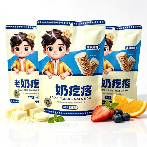 Bocaditos de cuajada de leche con sabor a helado, bolsa de 3×108g | Bocadillos de ocio portátiles, ricos en sabor lácteo, listos comer