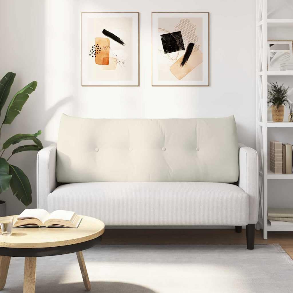 Genérico Cojín de espalda Crema 120 x 24 x 50 cm Terciopelo con Bolsillo Lateral, Cojín Ergonómico Terciopelo para Soporte Lumbar, Funda Desmontable, Relleno Poliéster, Ideal para Salón,