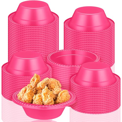Image of Lallisa 100 Pcs 12oz Hot Pink Disposable Plastic Bowls Party