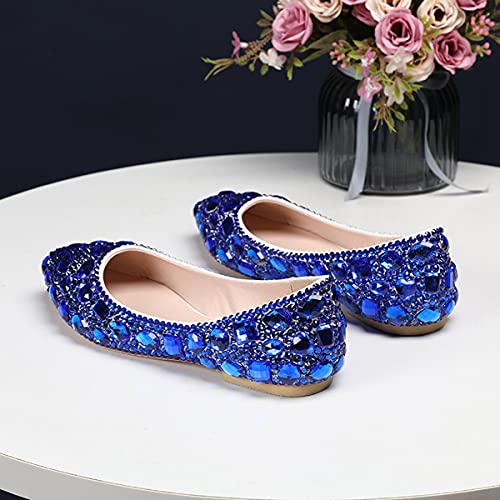 Minishion Wedding Shoes for Women Flats Comfortable Rhinestone Slip on Pumps Shoes2