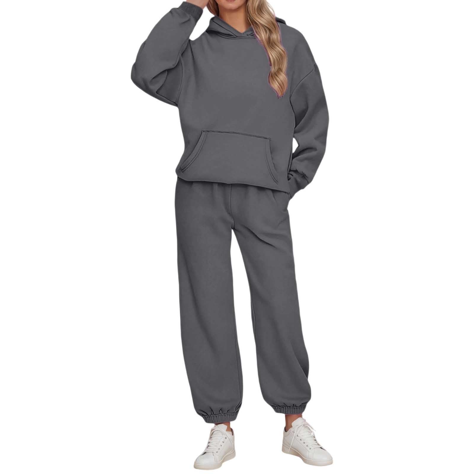 Ensemble Hiver Femme - Sport Fitness Elastique Sweat+Pantalon Décontracté Léger Tenue 2 Pièces Coton Manches Longues Survetement Femme Chic Et Élégante Automne Hiver Ensemble Jogging Confortable