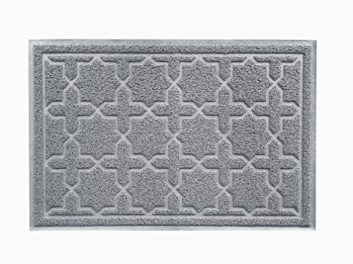 XL Doormat Indoor Outdoor 35” x 23” Front Door Mats Entry Floor Mats for Home Entrance, Kitchen, Bath, Shower, Garage, Outside Patio, Non Skid Slip 100% Rubber Waterproof Flexible PVC (Grey Star)