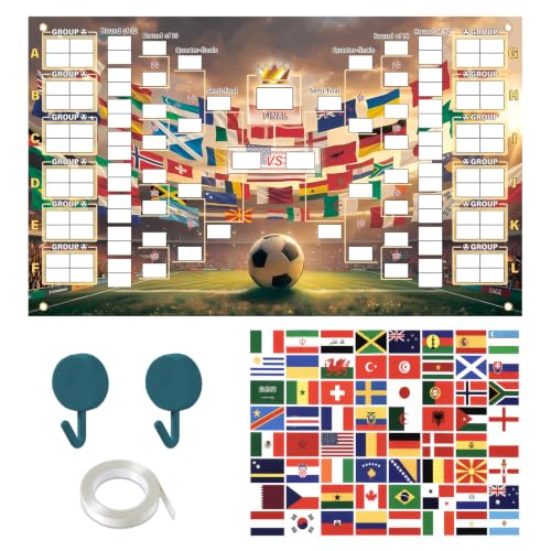 2026 World Soccer Cup Schedule Poster- 39.423.6 Inches Sticker & Hooks