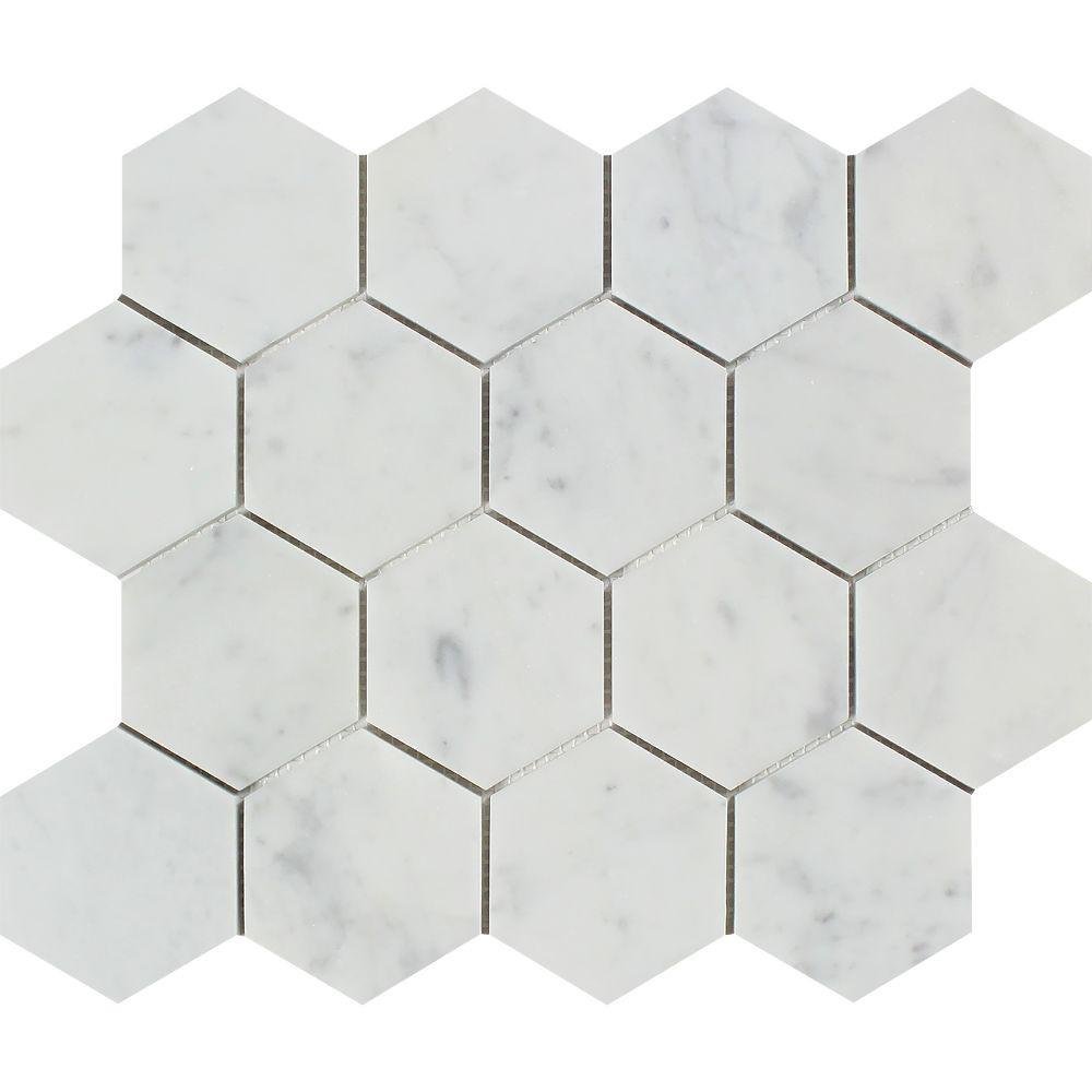 Buy Carrera Carrara White Marble Bathroom Floor Backsplash 3 Inch Hex