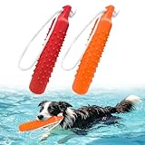 BINGPET Dog Float Bumper Toy 2 Pack,10.8' Lightweight Bumper for Water Fetch Outdoor,Floating Dog Water Toys for Medium Large Dogs,Fetch Rope Pet Toy Dock Diving Retrieving Dummy for Pool/Beach/Lake