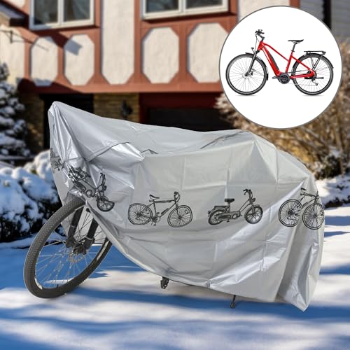 BULLSPANN Funda Para Bicicleta Lona De Garaje Para Bicicletas Peva Funda Impermeable Para Lluvia De Bicicleta Funda Protectora Para Bicicleta 2X1M Tono Plateado