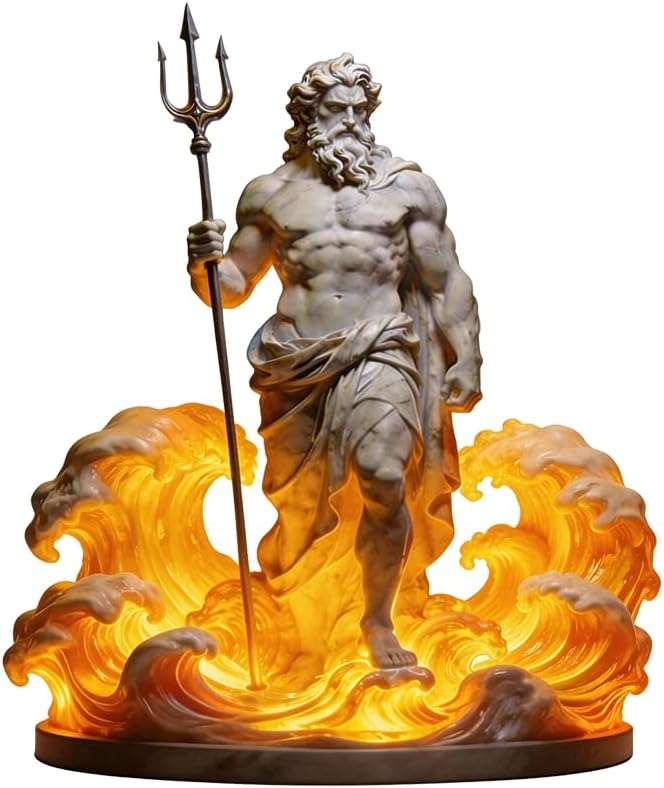 A statue of a Greek mythological figure, table lamp, sea god Poseidon, hand carved 3D model desktop night light, warm and romantic bedside lamp, bedroom lamp, furniture decoration lamp (dhj-hs-04)
