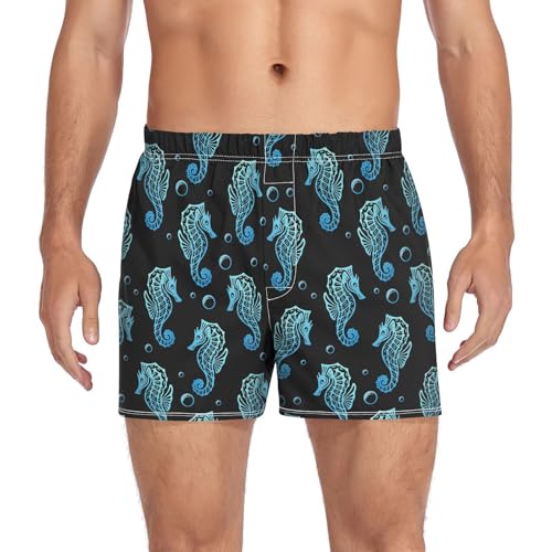 Laprad Boxer Shorts Breathable Boxer Briefs Soft Underwear Seahorse Animal with Button Fly