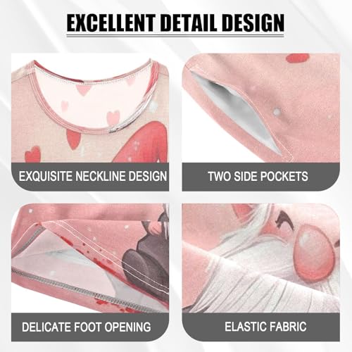 ALAZA Gnomes Love Valentines Cute Pajamas Set Short Sleeve Cotton Sleepwear Summer Pjs 2 Piece 5-14Y4