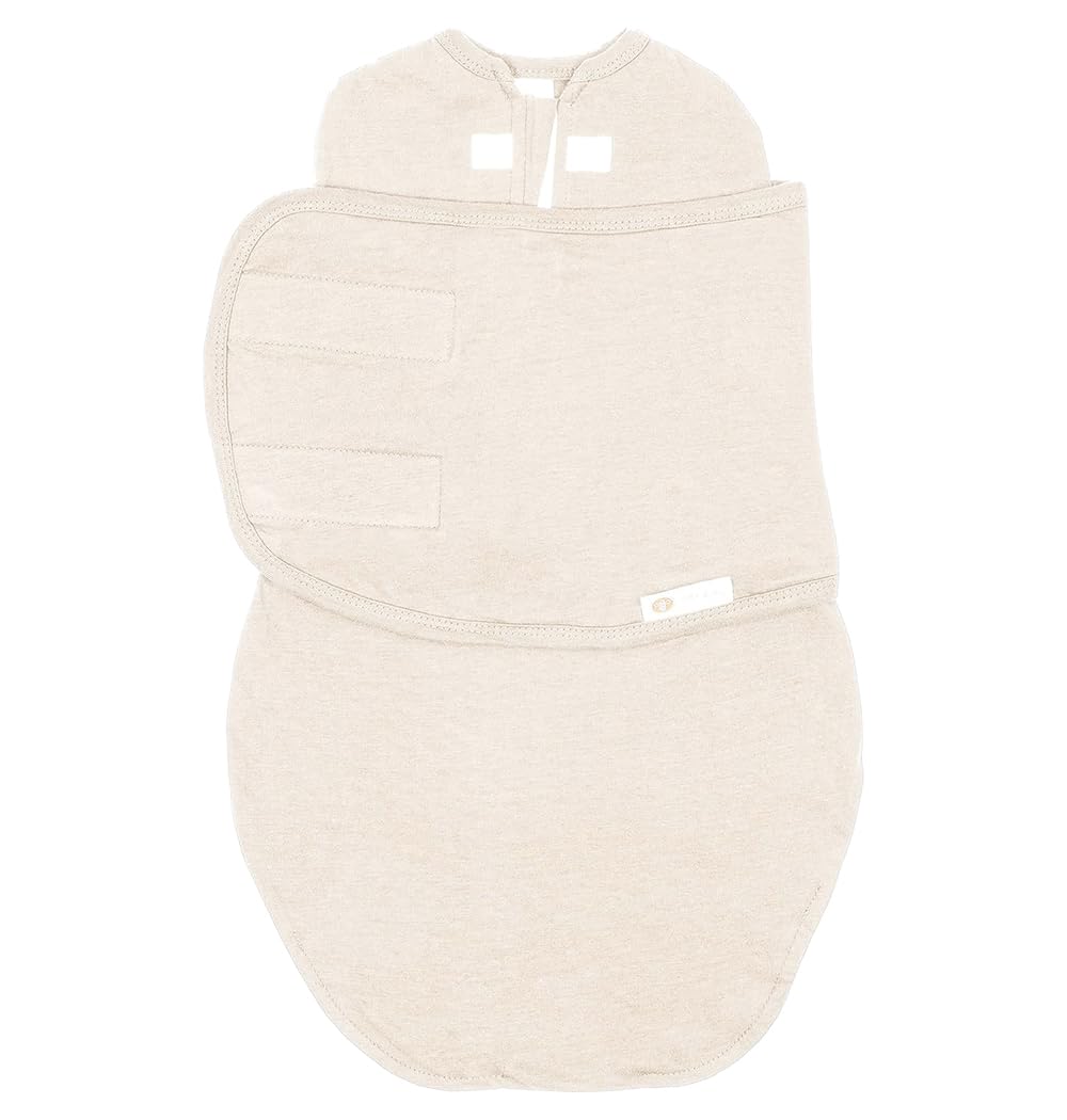 embé 2-Way Starter Baby Swaddle, 6-14 lbs, Newborn Infant Swaddle Sack 0-3 Months, Zip, Hook & Loop 0-3 Months Baby Wrap, Hip Healthy - Cream