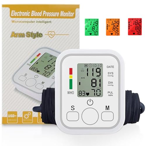 wakouter Upper Arm Blood Pressure Monitor, Portable Electronic Blood Pressure, with Irregular Heartbeat Detection Easy Measurements and Accurate Results, Monitor with 99 Groups of Memory for 2 Users