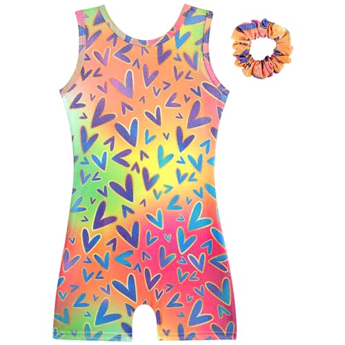 HOZIY Gymnastics Leotards for Girls with Shorts Biketards Dance Tumbling Outfits Matching Scrunchies 1-12 Years Old