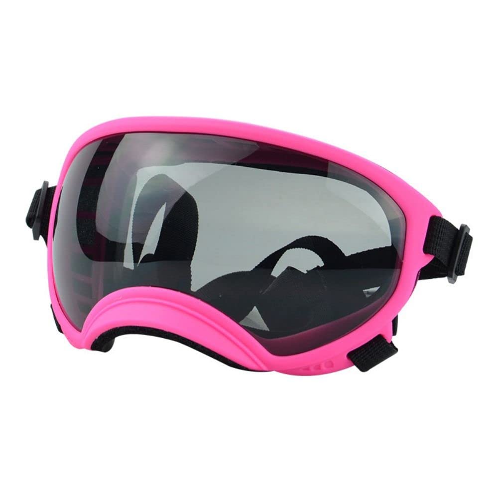 Sunscreen Pet Dog Glasses with Adjustable Strap, UV Protection Winproof Dog Sunglasses for Walking Skiing(pink&grey)