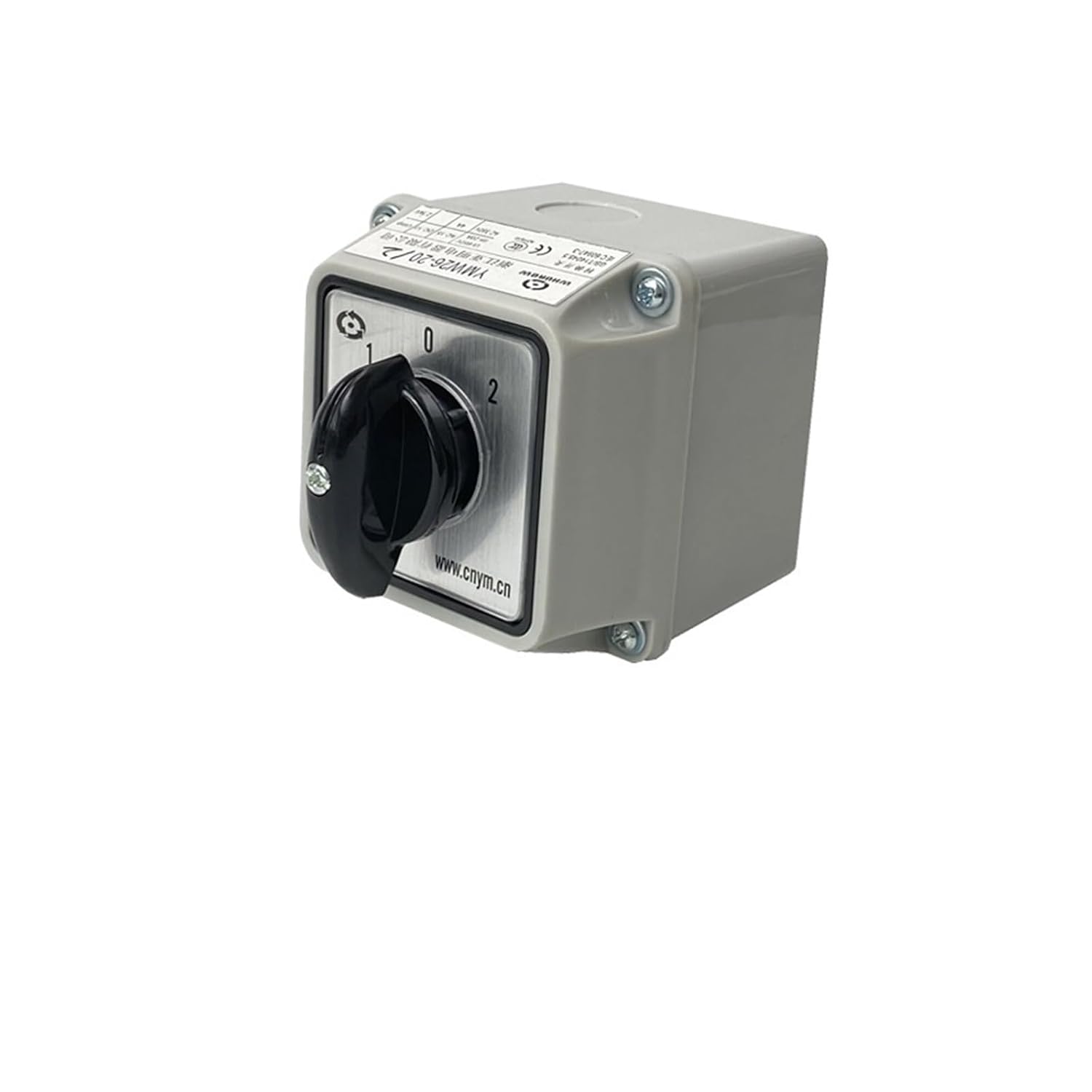 YMW26-20/2M IP65 Changeover Rotary cam Main Switch 20A 2 Poles 3 Position with Waterproof Enclosure(01234)