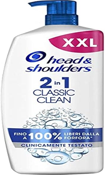 Head & Shoulders 2 in 1 Classic Clean Shampoo & Conditioner for Oily Hair, Up to 100% Dandruff Protection for Skin & Hair, Clinically Proven, Dermatologically Tested, 900ml