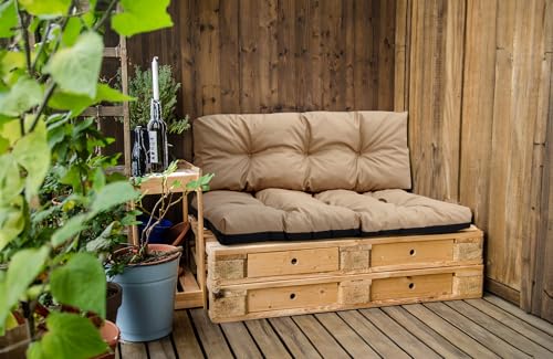 Amazinggirl Palettenkissen Outdoor Waschbar 80 x 120 cm - Pallettensitzkissen Europaletten Sitzkissen Polster Beige
