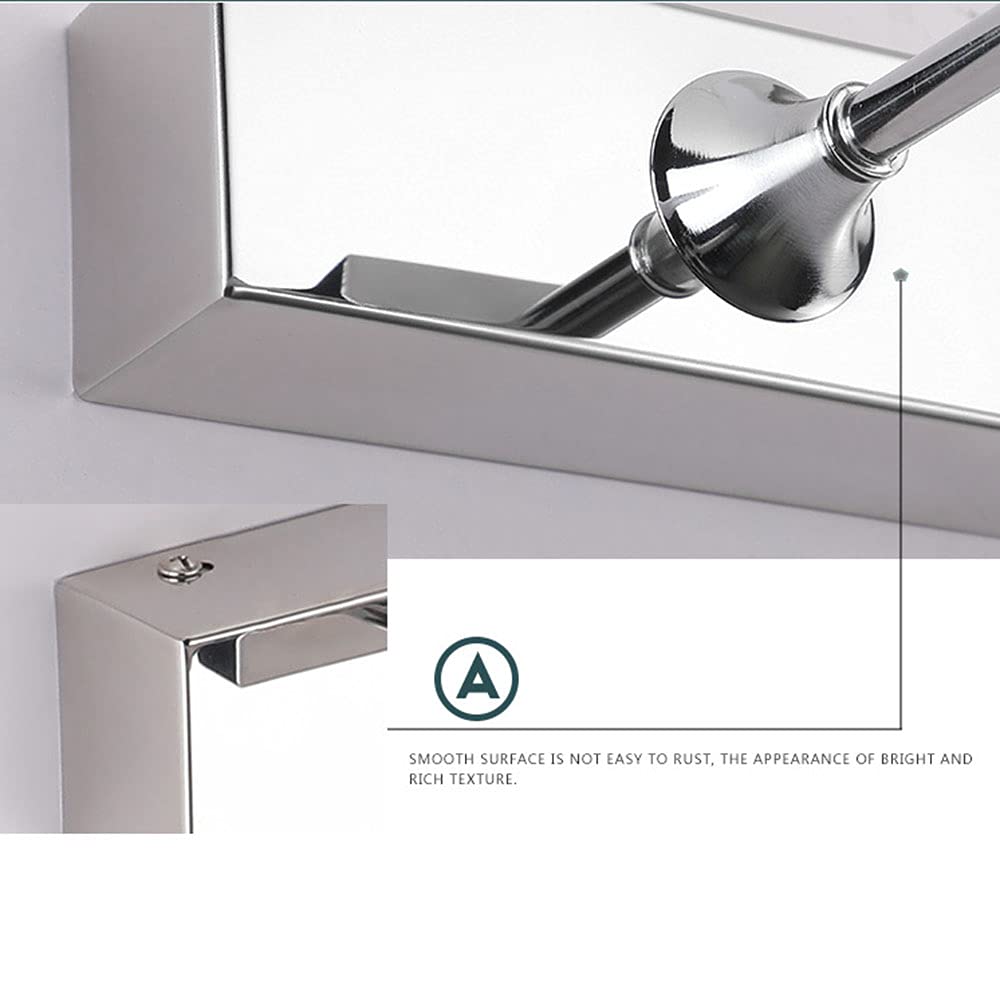 LED Rostfreier Stahl Spiegellampe Runde Röhre Spiegelleuchte Spiegel Frontlicht Badezimmer Wasserdicht Toilette Badezimmer Spiegellicht IP44 Badespiegellicht Wandleuchte L72CM,52cm white light
