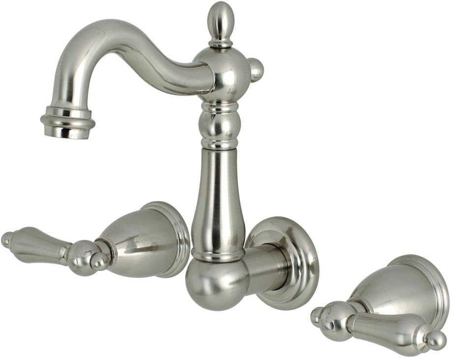 Kingston Brass KS1228AL Heritage Wall Mount Bathroom Faucet, Brushed Nickel