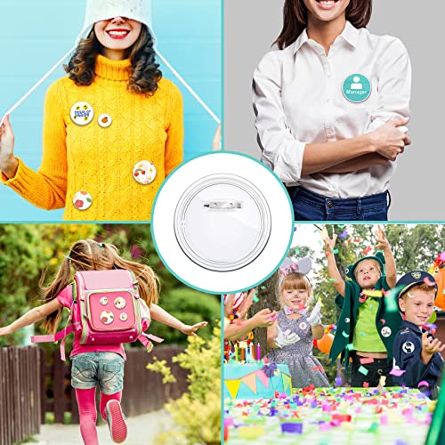 18 Stück Buttons Selber Machen ohne Buttonmaschine 75mm Transparente Acryl Buttons Plastikabzeichen Anstecker Pins DIY Ansteckbuttons mit Sicherheitsnadel