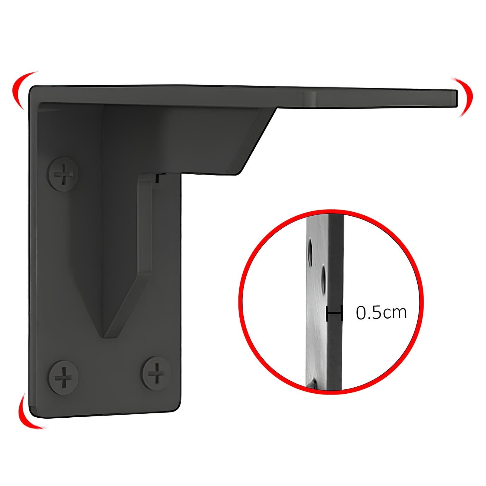 Pesados 2 Pcs Escuadras para Estanterias, Soporte Estanteria Pared Negros de 15 a 55 cm, Escuadras Metalicas para Estantes, Corner Brace de 5 mm de Grosor(40cm/16inch)