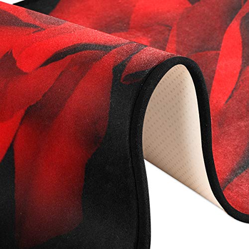 Red Rose On Black Background Runner Rug Valentine's Day Rug Floor Mat Non-Skid Kitchen Rug Soft Area Rug For Bathroom Entryway Hallway Dining Living Room #TOP6