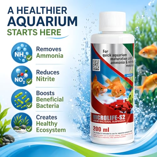 Image of Aquatic Remedies Micro Life S2 Beneficial Bacteria Liquid Bacterial Suspension for Quick Aquarium Maturation and Ammonia and Nitrite Removal (200 ML)