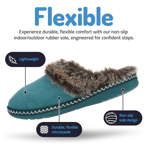 Floopi House Slippers for Women, Aztec Fur Lined Clog Womens Slippers Cozy Memory Foam with Indoor and Outdoor Anti Skid Sole3