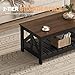 YESHOMY Farmhouse Coffee Table, Coffee Tables for Living Room, Farmhouse Square Coffee Table with Storage, Couch Table, Small Tables for Small Spaces, Brown and Black