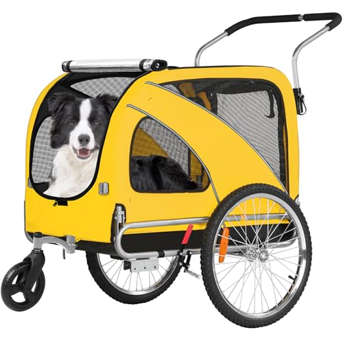 Fiximaster XL Hundeanhänger Fahrrad & Jogger 2-in-1 mit Handbremse und Reflektoren, stabiles 600D Oxford-Gewebe, Hundetransporter bis 40 kg (Blau)