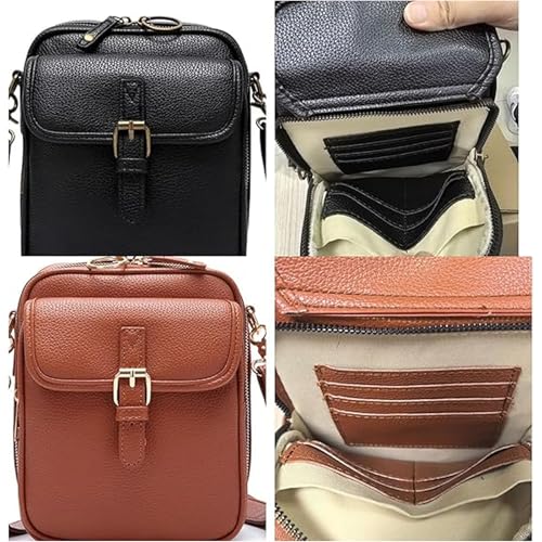 Forcipower Crossbody Bag,Urvashi Crossbody Leather Bag Rfid,Vintage Double Layer Leather Messenger, Anti-Theft2