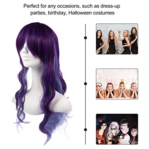 FRCOLOR Perucas Onduladas Coloridas Com Franja Gradiente Perucas de Cabelo Comprido Peruca Sintética