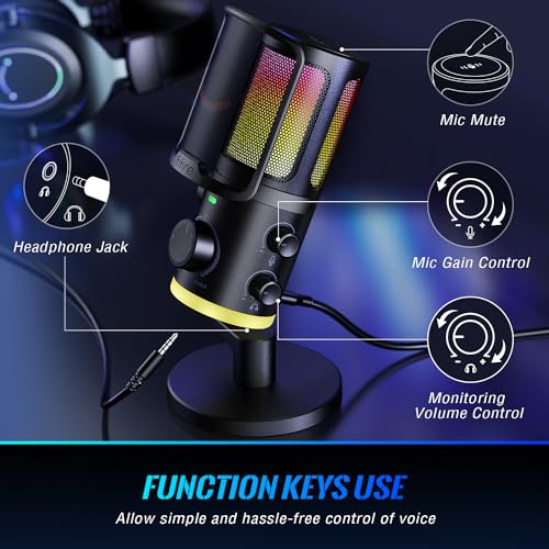 image for FIFINE Gaming PC Microphone, USB Streaming Microphone with Game Chat B