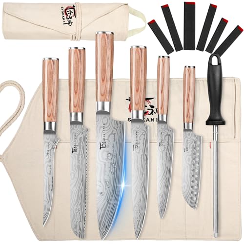 14pcs Chef Knife Set with Roll Bag, Professional Stainless S...