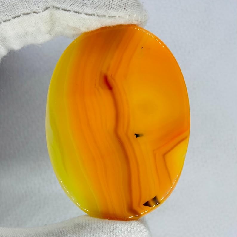 Agate à bandes orange naturelle en cabochon pour bague collier et pendentif DIY - 2
