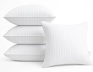 Oubonun 20 x 20 Throw Pillow Inserts, Firm and Fluffy Decorative Square Pillows for Couch Bed Sofa with Soft Cotton Cover White Cushion with Down Alternative Pack of 4