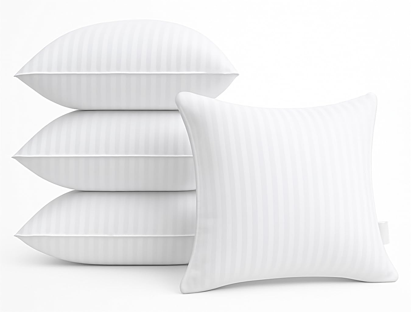 Oubonun 18 x 18 Throw Pillow Inserts, Firm and Fluffy Decorative Square Pillows for Couch Bed Sofa with Soft Cotton Cover White Cushion with Down Alternative Pack of 4