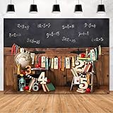 10x8ft Back to School Backdrop for Photography Vintage Classroom Math Problem On Blackboard Background Classmate Teachers Students Kids Backdrop for Shooting Vinyl
