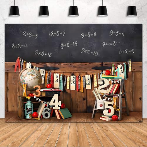 10x8ft Back to School Backdrop for Photography Vintage Classroom Math Problem On Blackboard Background Classmate Teachers Students Kids Backdrop for Shooting Vinyl