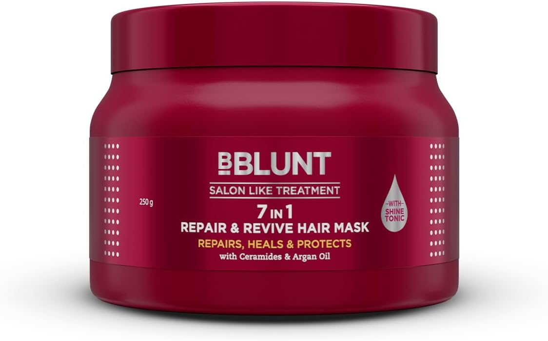 BBLUNT 7 in 1 Repair & Revive Hair Mask for Up To 100% Damage Repair - 250 g | Addresses 7 Signs of Hair Damage | Enriched with Ceramides & Argan Oil