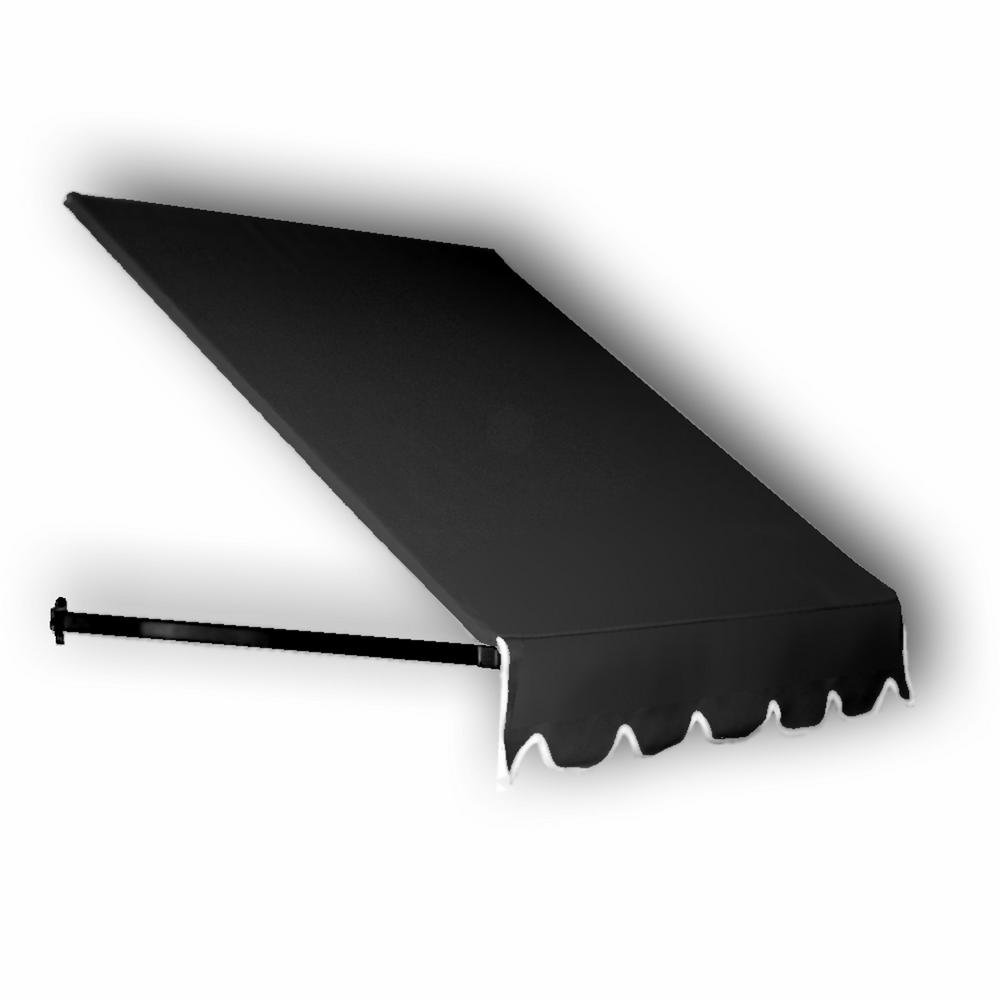 10.38 FT. Dallas Retro Fixed Awning 124.5 in. W X 16 in. H X 30 in. D Acrylic Fabric in Black by Awntech – Model RT1030-10K