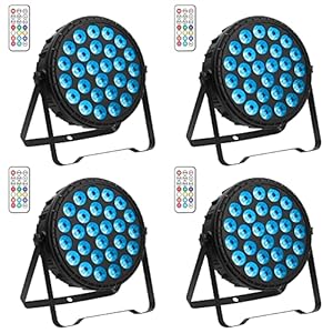 LED Par Light RGBW 160W Led Stage Lights Remote & DMX Controlled Sound Activated Auto Play 8/4 Channel Uplights for Events Wedding Halloween Birthday Party Dance Stage Lighting (4 Packs)