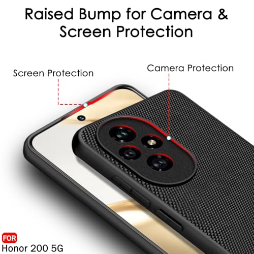 Image of TheGiftKart Back Cover Case for Honor 200 5G | Slim & Lightweight | Ultra-Premium Design | Camera Protection Bump | Fabric Texture Case Cover (PC & TPU, Black)