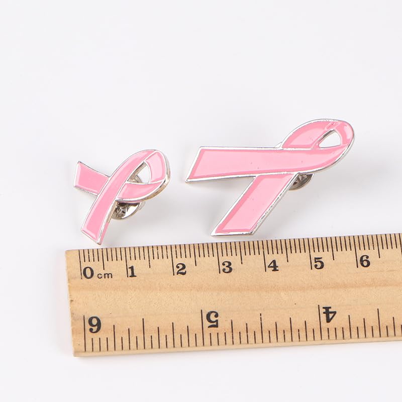 Image of Pink Ribbon Brooch Pins for Breast Cancer Awareness, Breast Cancer Awareness Lapel Pin for Women Memorial Jewelry, Charity Events, Encouragement Gift