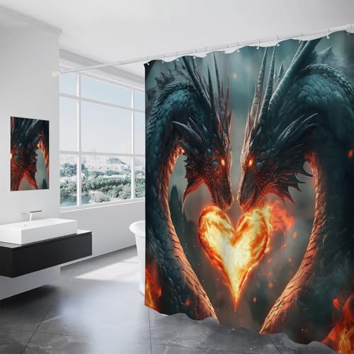 Rideau de douche feu dragon 150x180 cm imperméable - 3