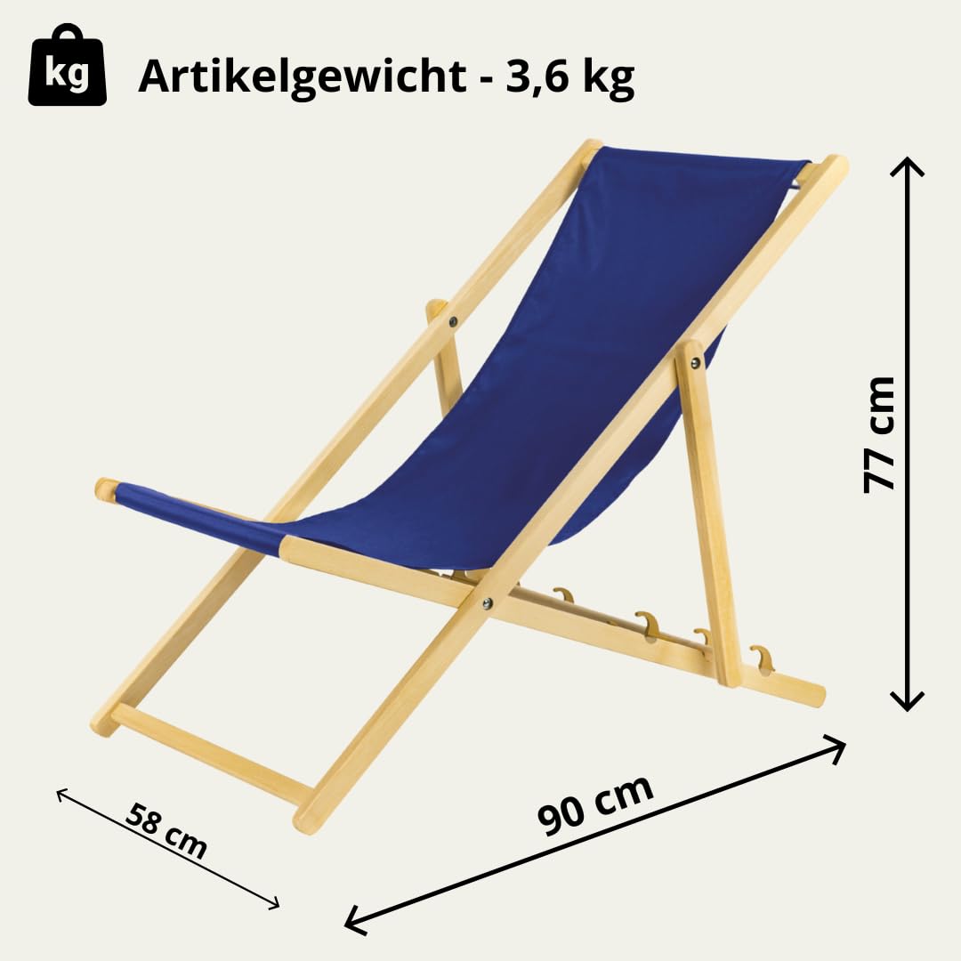 Lot De 4 Chaises Longues Pliantes En Bois - Toile Polyester/Coton, 3 Positions | Pour Jardin, Plage, Piscine