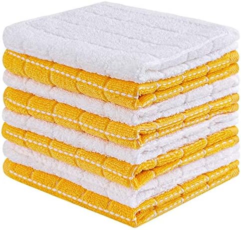 Sunolga Cotton Terry Dishcloth,12 x 12 Inches,Set of 8 Kitchen Dish Cloths Soft Absorbent Kitchen Towels Rags (12x12 Inches, Yellow)