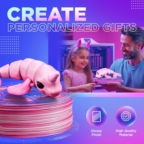 Image of 2 Pack - Cookiecad PLA Filament 1.75mm 2kg Rainbow Multicolor 3D Printer Filament - Pink Ombre PLA