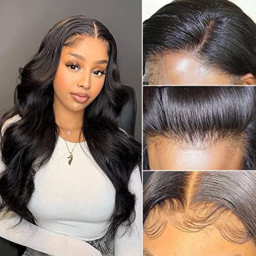 28 inch Body Wave 5x5 HD Lace Closure Wigs Human Hair,180 Density HD Transparent Lace Front Wigs Human Hair Pre Plucked,Glueless Human Hair Wigs For Black Women Natural Color