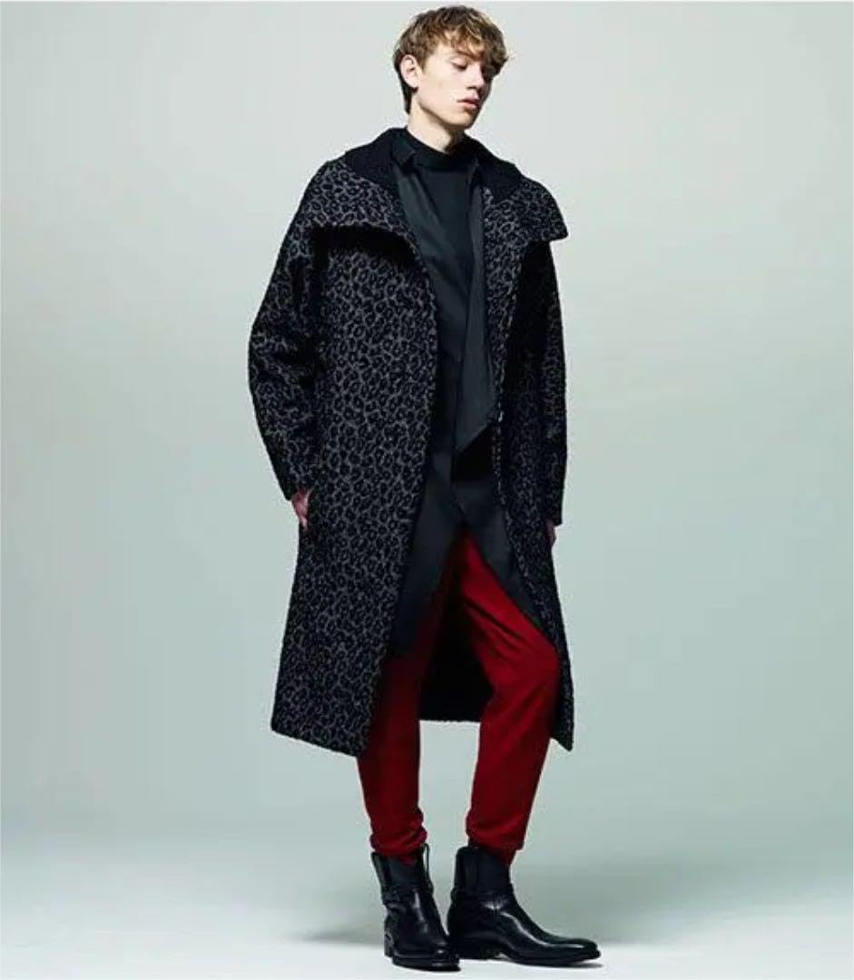 Amazon.co.jp: ato ジャガードLEOPARDチェスターコート BLACK 44 
